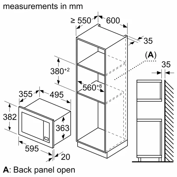 Serie|2 Встраиваемая микроволновая печь с рамкой белая - изображение 5