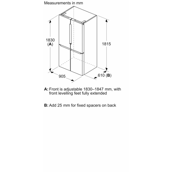 Serie|4 Отдельностоящий холодильник с нижними морозильными камерами 4-дверный 183*90,5*73 см нерж сталь - изображение 11
