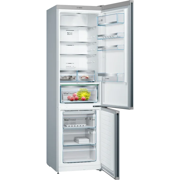 Serie|6 Отдельностоящий холодильник с нижней морозильной камерой 203*60*66 см черное стекло