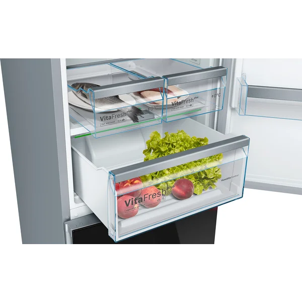 Serie|6 Отдельностоящий холодильник с морозильной камерой 203*70*67 см черное стекло - изображение 5