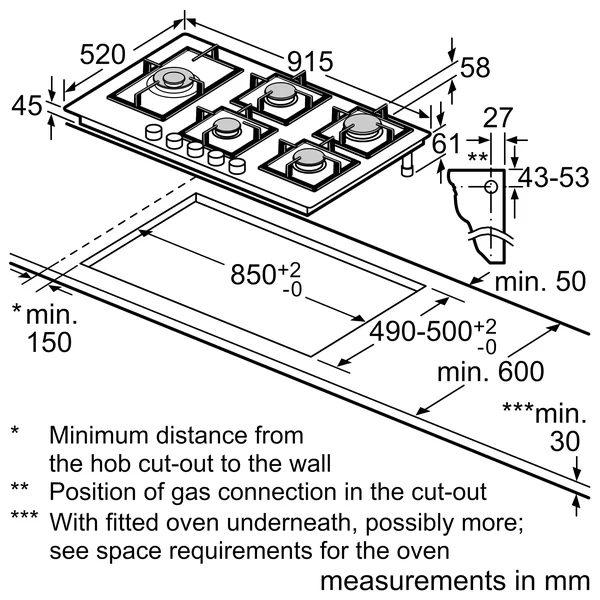 Serie|6 Газовая варочная панель 90 см каленое стекло - изображение 6