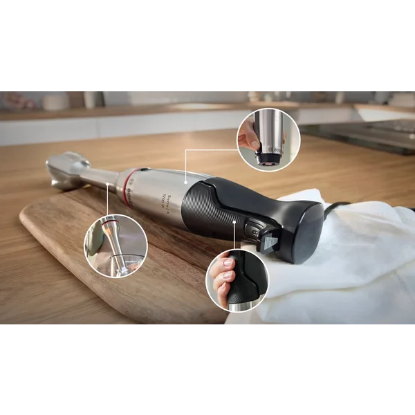 Погружной блендер 1200 ватт (+кубикорезка, насадки для шинковки овощей, измельчитель 0,5л, измельчитель 1,25л, тестомес, венчик, стакан) - изображение 5