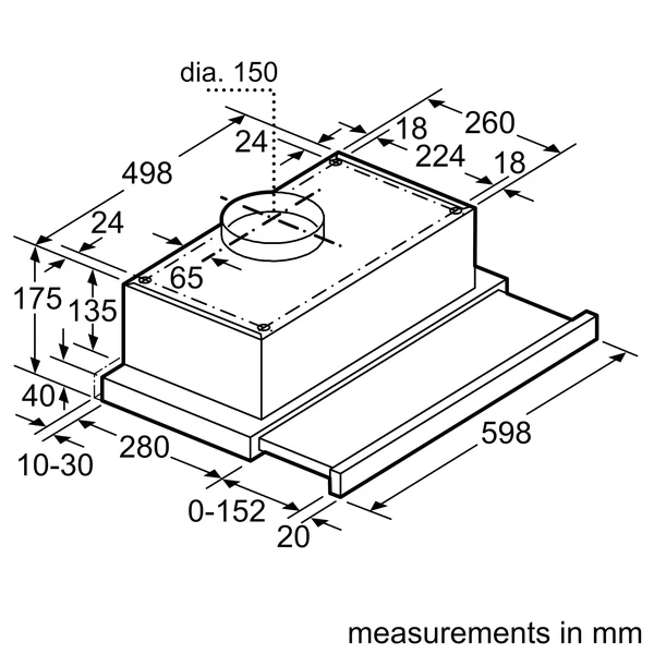Serie|2 Вытяжка телескопическая 60 см черная
