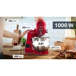 Кухонный комбайн 1000 ватт со встроенными весами и таймером (+овощерезка, блендер) красный - миниатюра 2