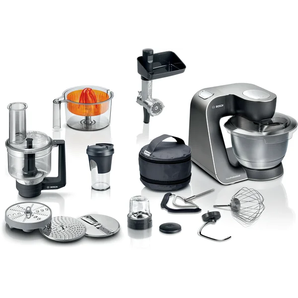 Кухонный комбайн 1000 ватт (+измельчитель, блендер 0,5л, мясорубка, соковыжималка для цитрусовых) серый